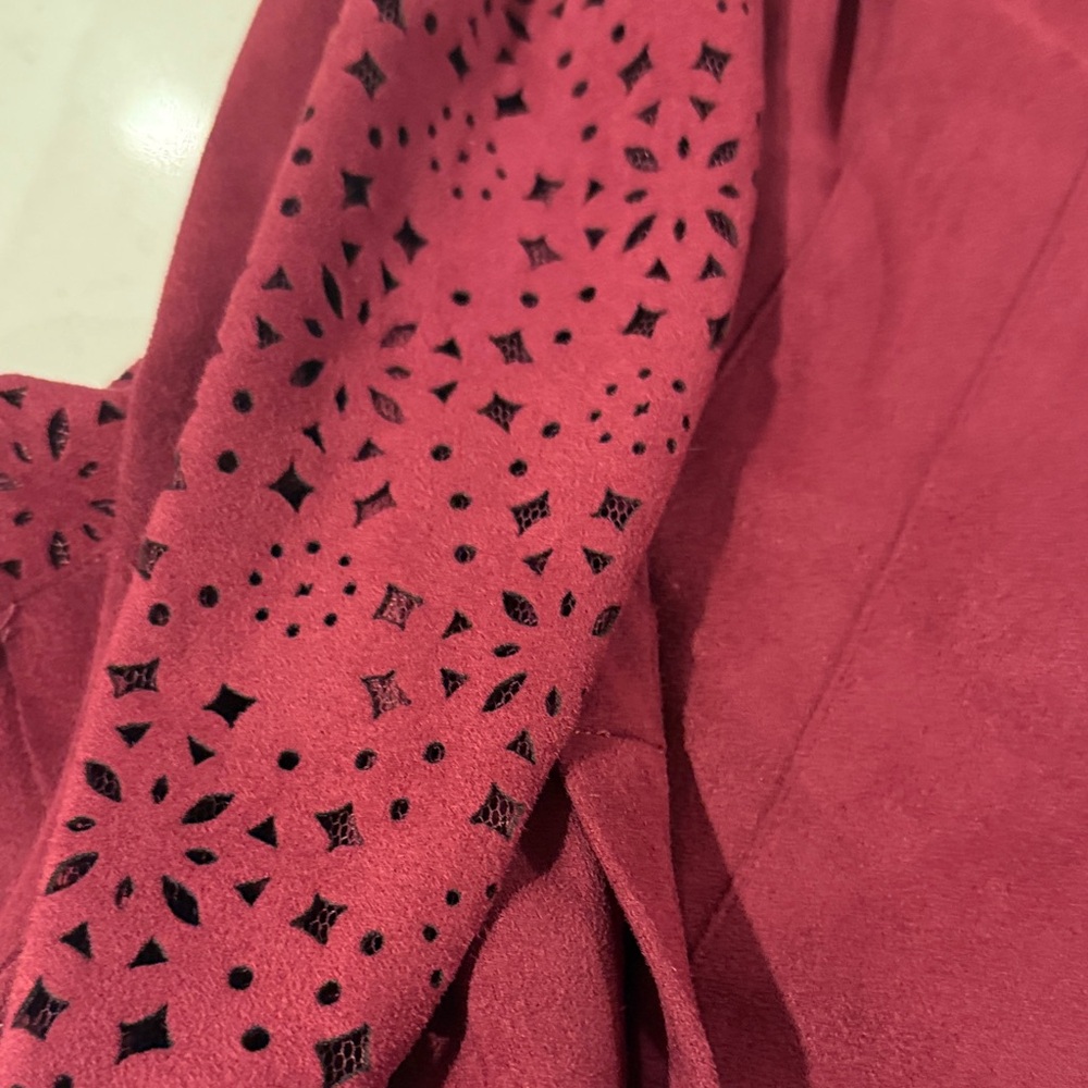 In Earnest Burgundy by Byron Lars Button Down Shirt with Cutout Accents - Picture 5 of 15